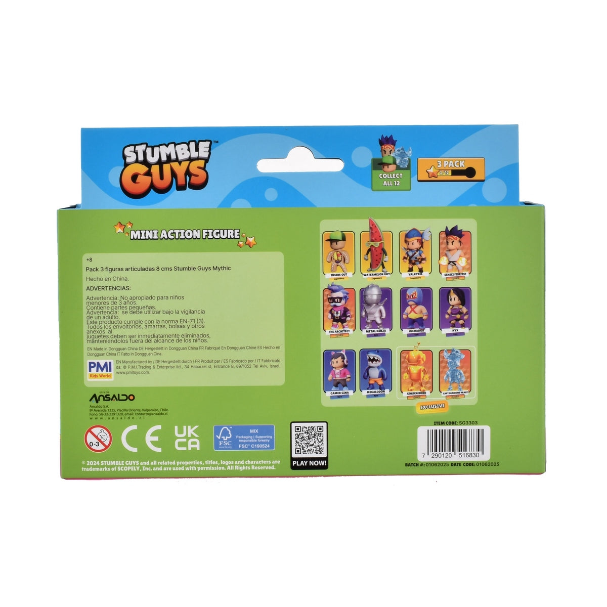 Pack 3 Figuras 8 Cms Articuladas Stumble Guys - Luchador