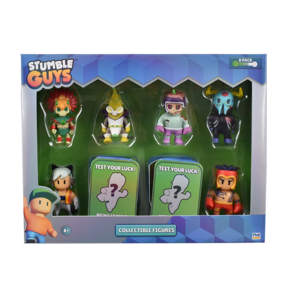Pack De 8 Figuras 5 Cms Stumble Guys Mythic - Guardian Of El Dorado