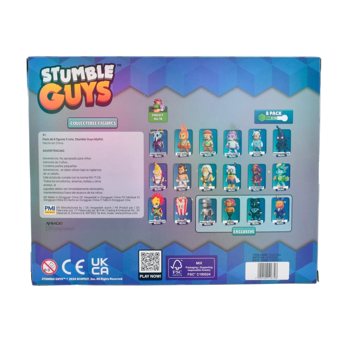 Pack De 8 Figuras 5 Cms Stumble Guys Mythic - Guardian Of El Dorado