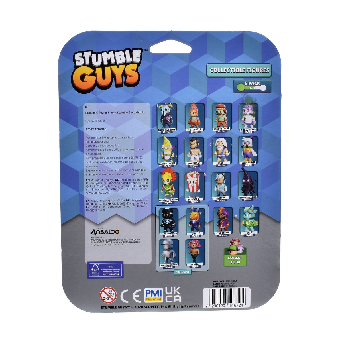 Pack De 5 Figuras 5 Cms Stumble Guys Mythic - Toro Muertos