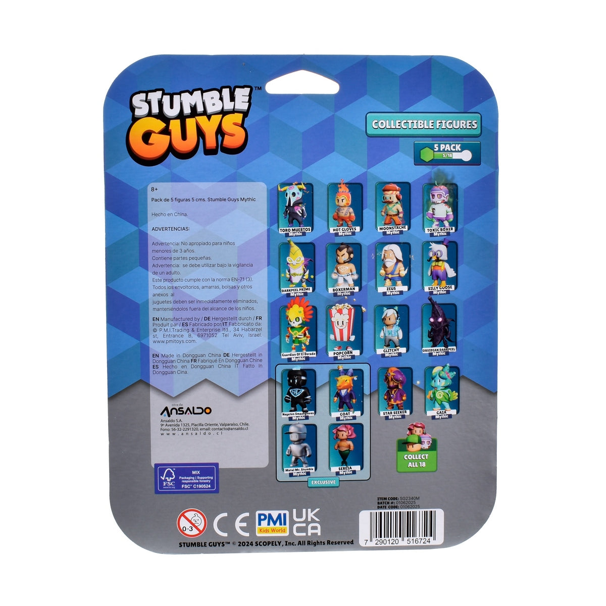 Pack De 5 Figuras 5 Cms Stumble Guys Mythic - Hot Gloves