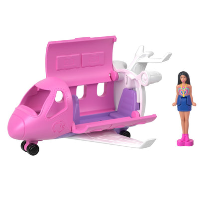 Set Barbie Mini Barbieland Muñeca + Avión cambia de color