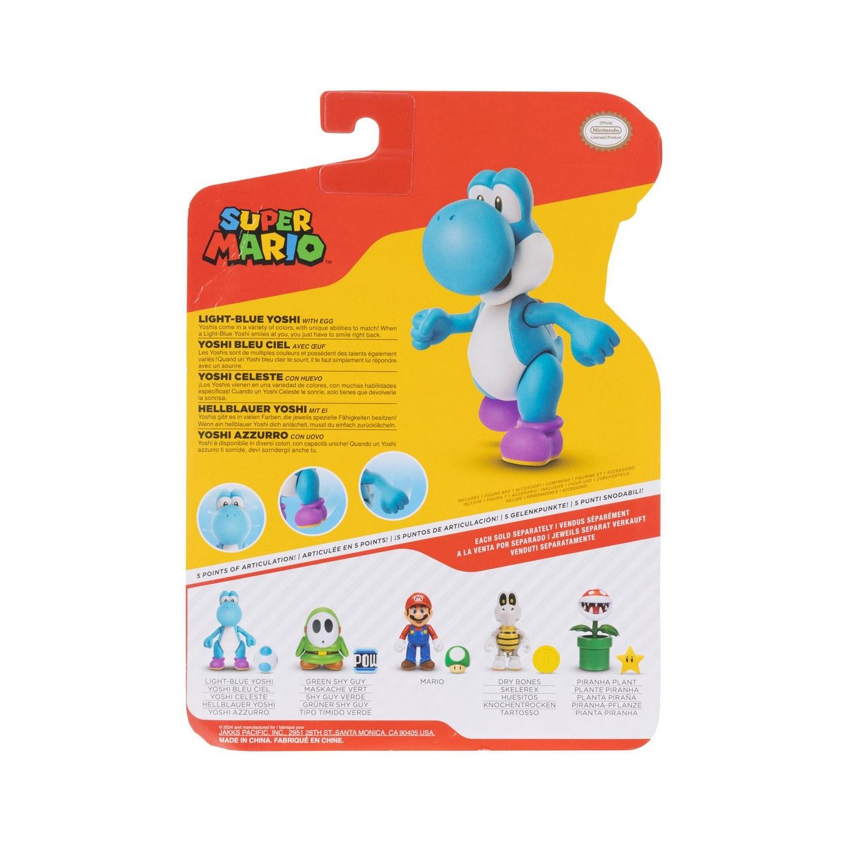 Figuras Super Mario - Yoshi Celeste Con Huevo