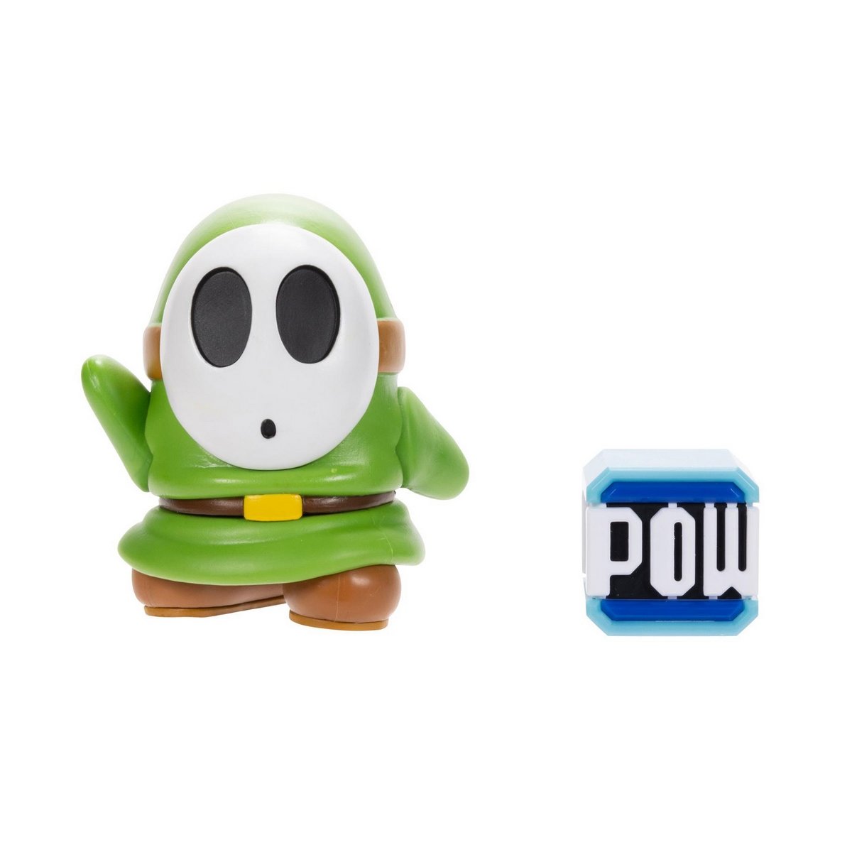 Figuras Super Mario - Shy Guy Verde Con Bloque Pow
