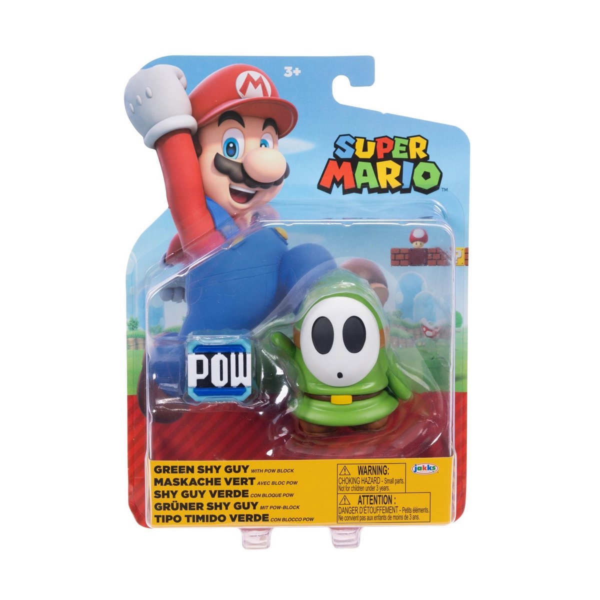 Figuras Super Mario - Shy Guy Verde Con Bloque Pow