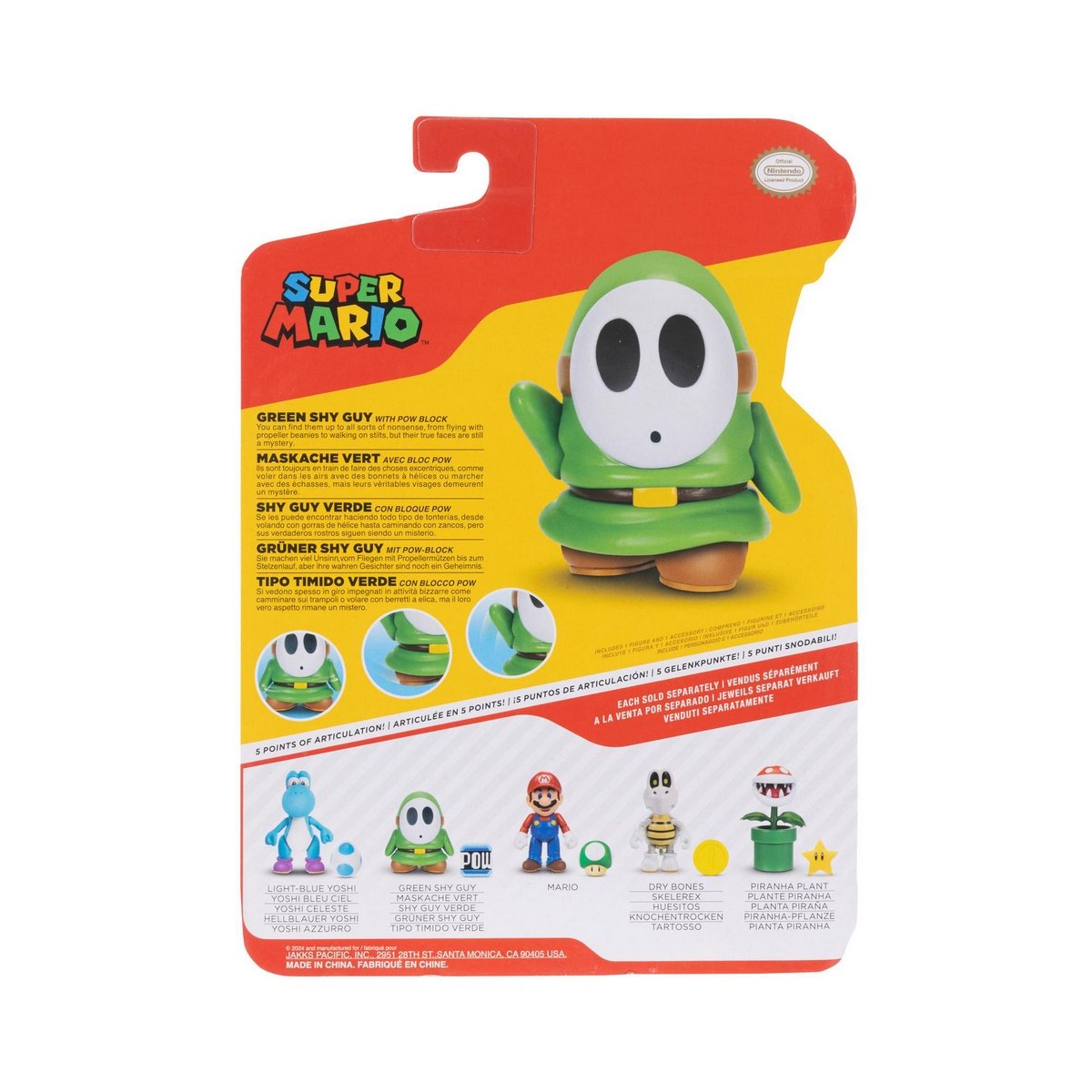 Figuras Super Mario - Shy Guy Verde Con Bloque Pow