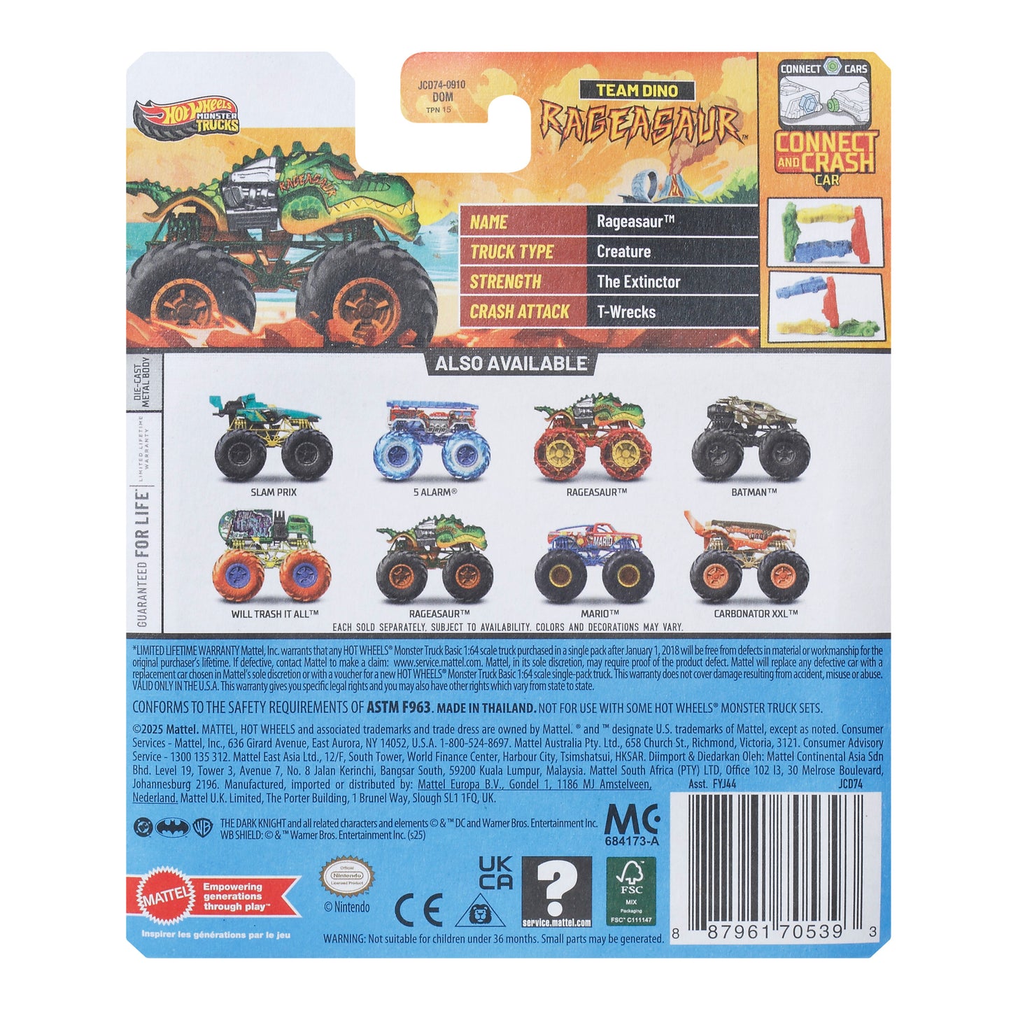 Hot Wheels Monster Truck Escala 1:64 - Rageasaur