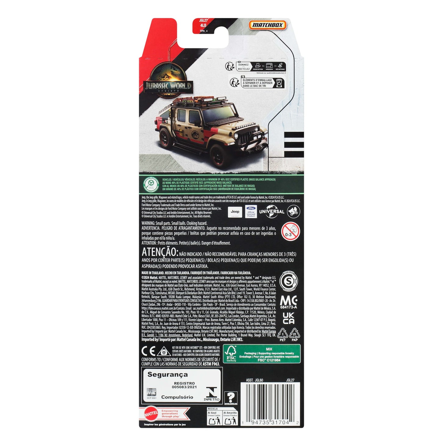 Matchbox Jurassic World Auto Básico Paquete De 5 - Giroesfera