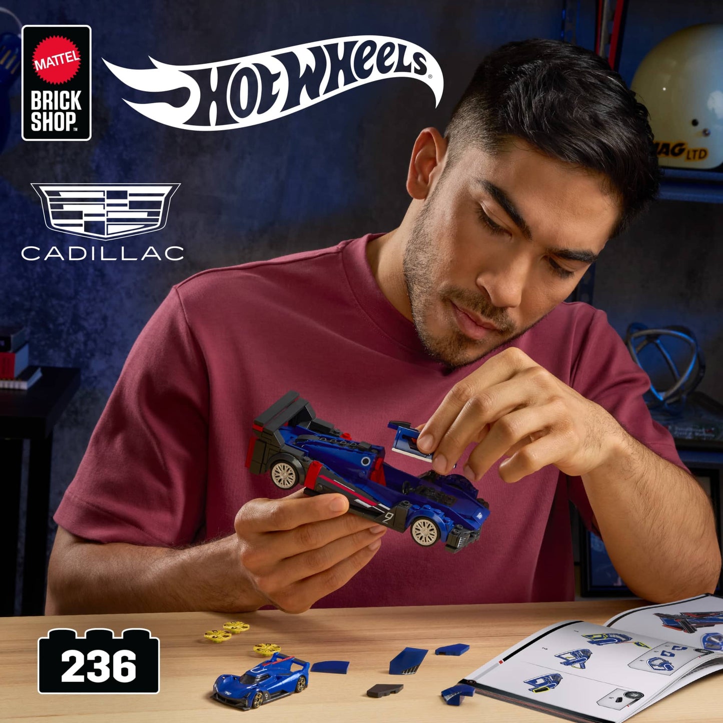 Brick Shop Hot Wheels Juguete de Construcción Speed Cadillac Project GTP Hypercar Escala 1:32 con Piezas Personalizables, Incluye Placa de Colección y Auto Exclusivo de Metal