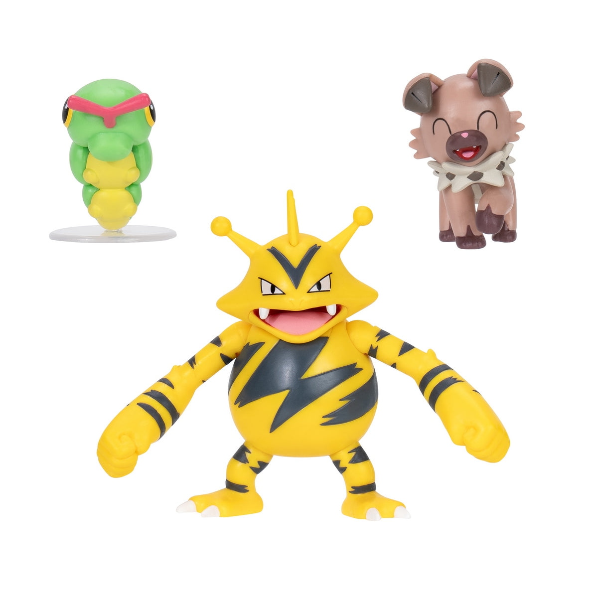 Pokemon  Battle Figura Pack De 3 Caterpie Rockruff Y Electabuzz