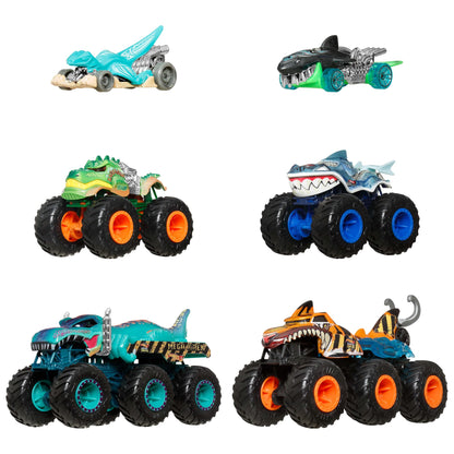 Hot Wheels Monster Trucks Vehículo Shark vs Dino Multipack