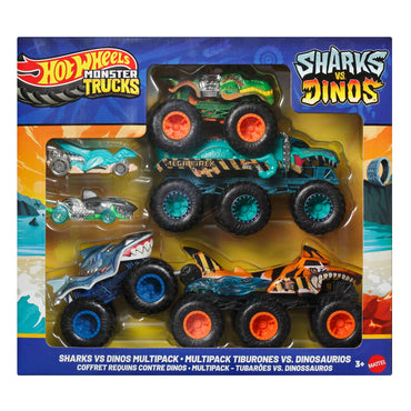 Hot Wheels Monster Trucks Vehículo Shark vs Dino Multipack