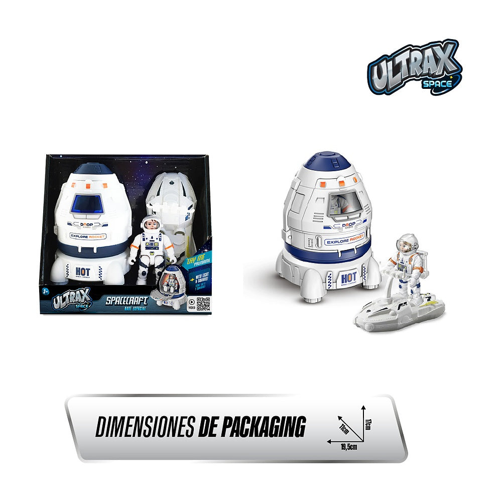 Juguete Nave Espacial Ultrax Con Luces Y Sonidos 1 Astronauta