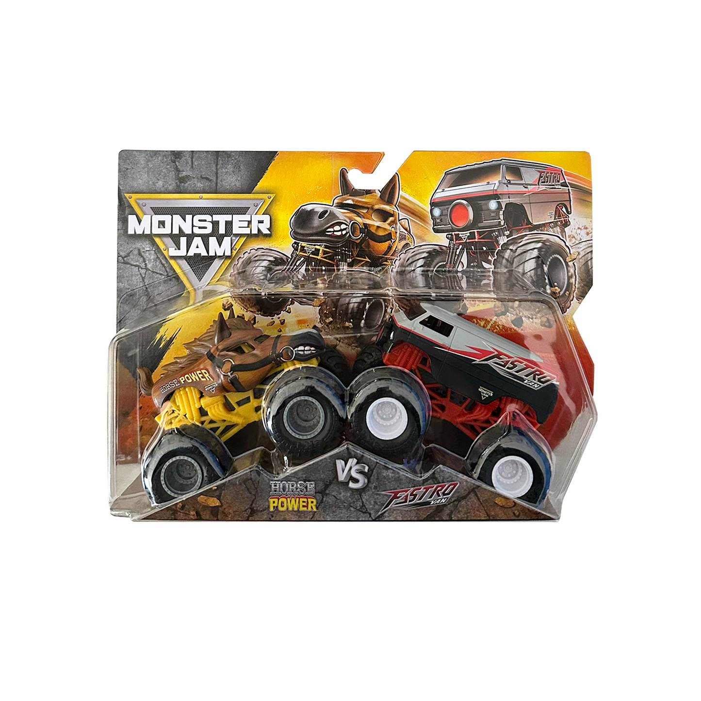 Monster Jam Vehículos 1:64 Pack 2 - Horse Power vs Fastro Van