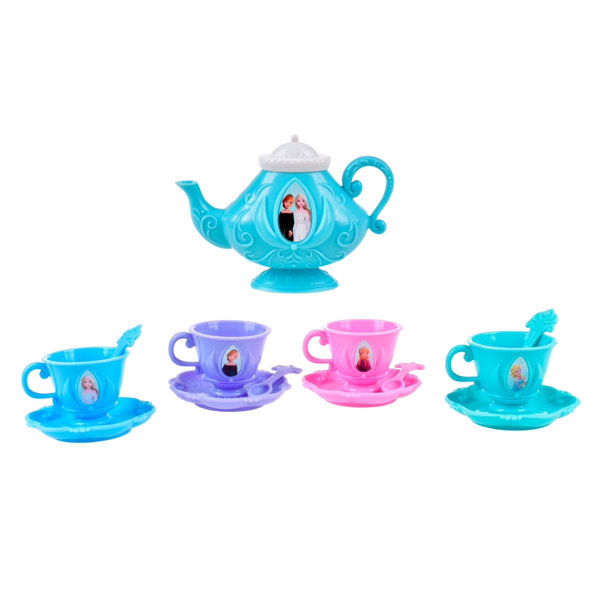 Mini Set De Té Con Cucharas Princesas De Disney - Frozen Tetera Celeste