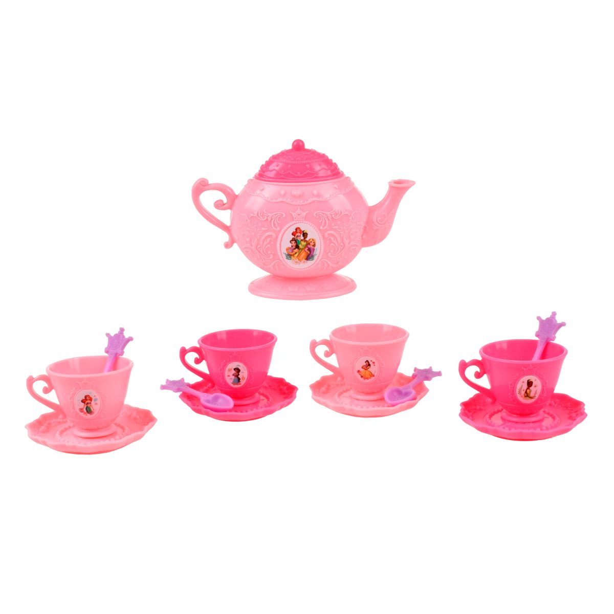 Mini Set De Té Con Cucharas Princesas De Disney - Princesas Tetera Rosa Claro