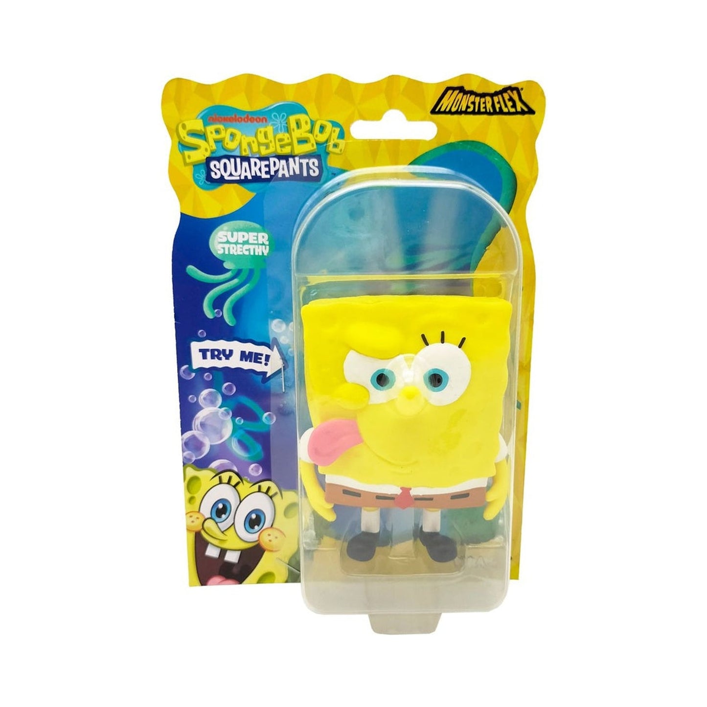 Figura Strech De Goma De 11 A 15 Cms Que Se Estira Bob Esponja - Bob Espona Lengua Afuera