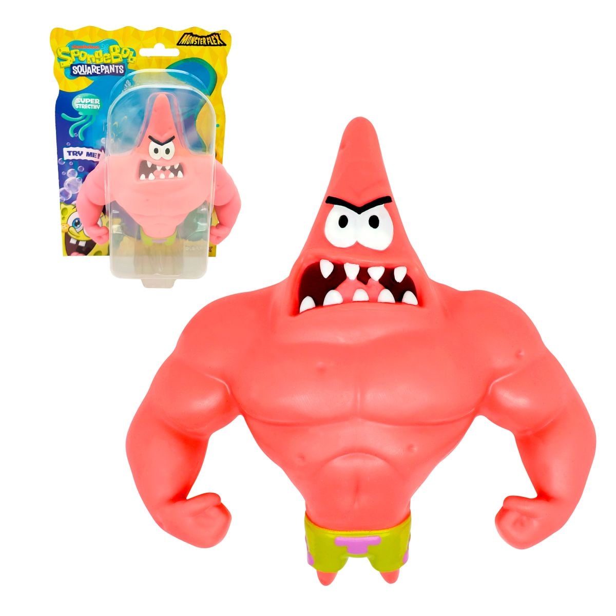 Figura Stretch De Goma De 11 A 15 Cm Que Se Estira Bob Esponja - Patricio Musculoso