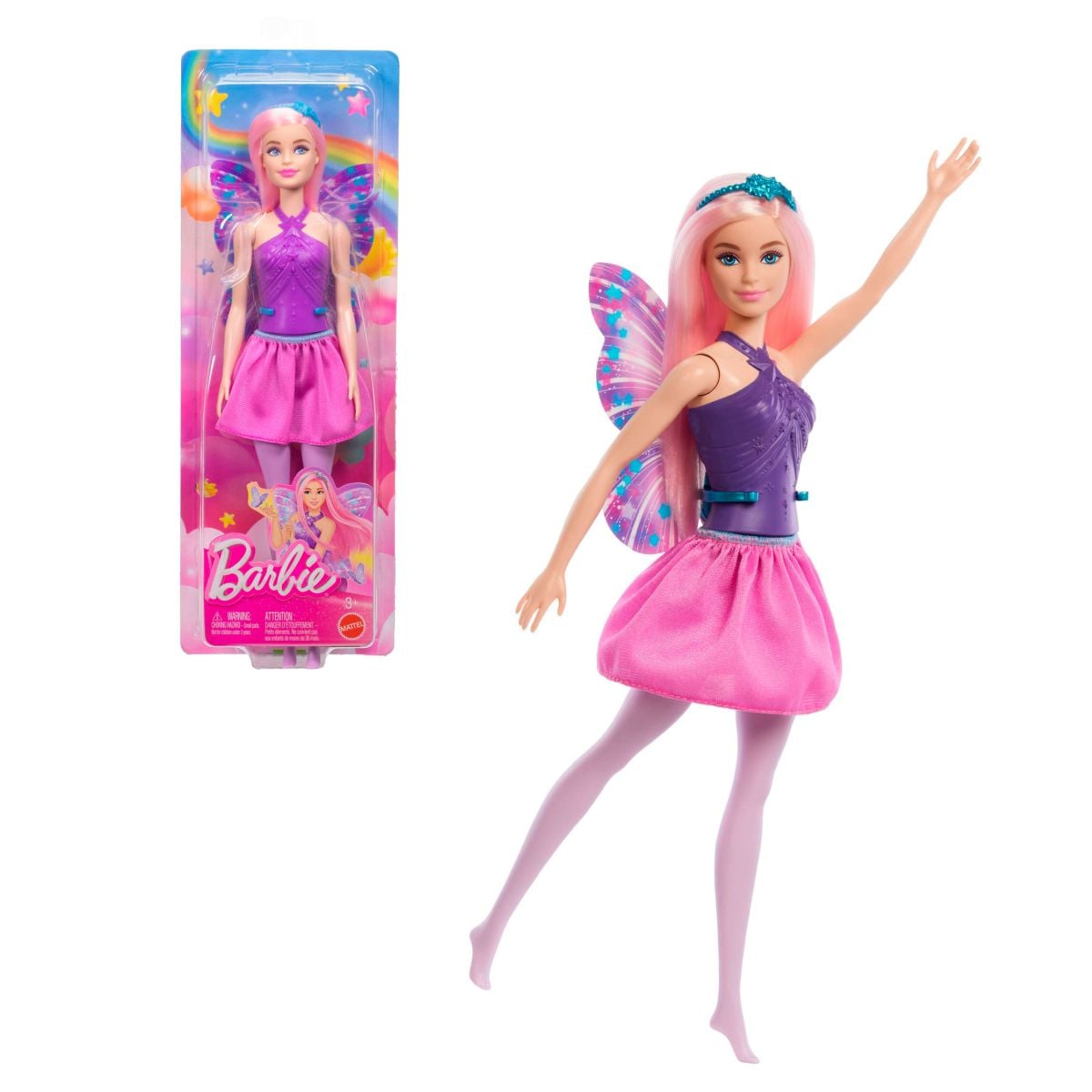 Barbie Dreamtopia Bailarina Hada - Pelo Rosa - Alas Moradas
