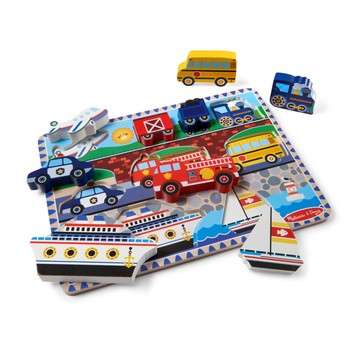 Puzzle Encaje De Madera 3d Melissa And Doug - Vehiculos