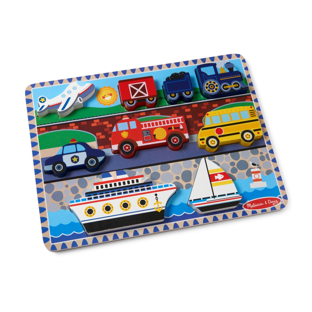 Puzzle Encaje De Madera 3d Melissa And Doug - Vehiculos