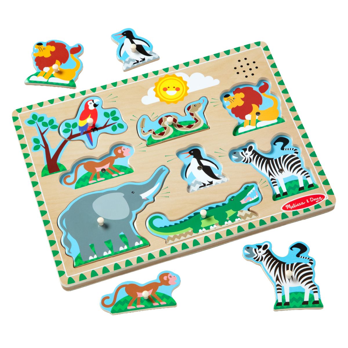 Puzzle Encaje De Madera La Granja Con Sonido Melissa And Doug - Animales Del Zoologico