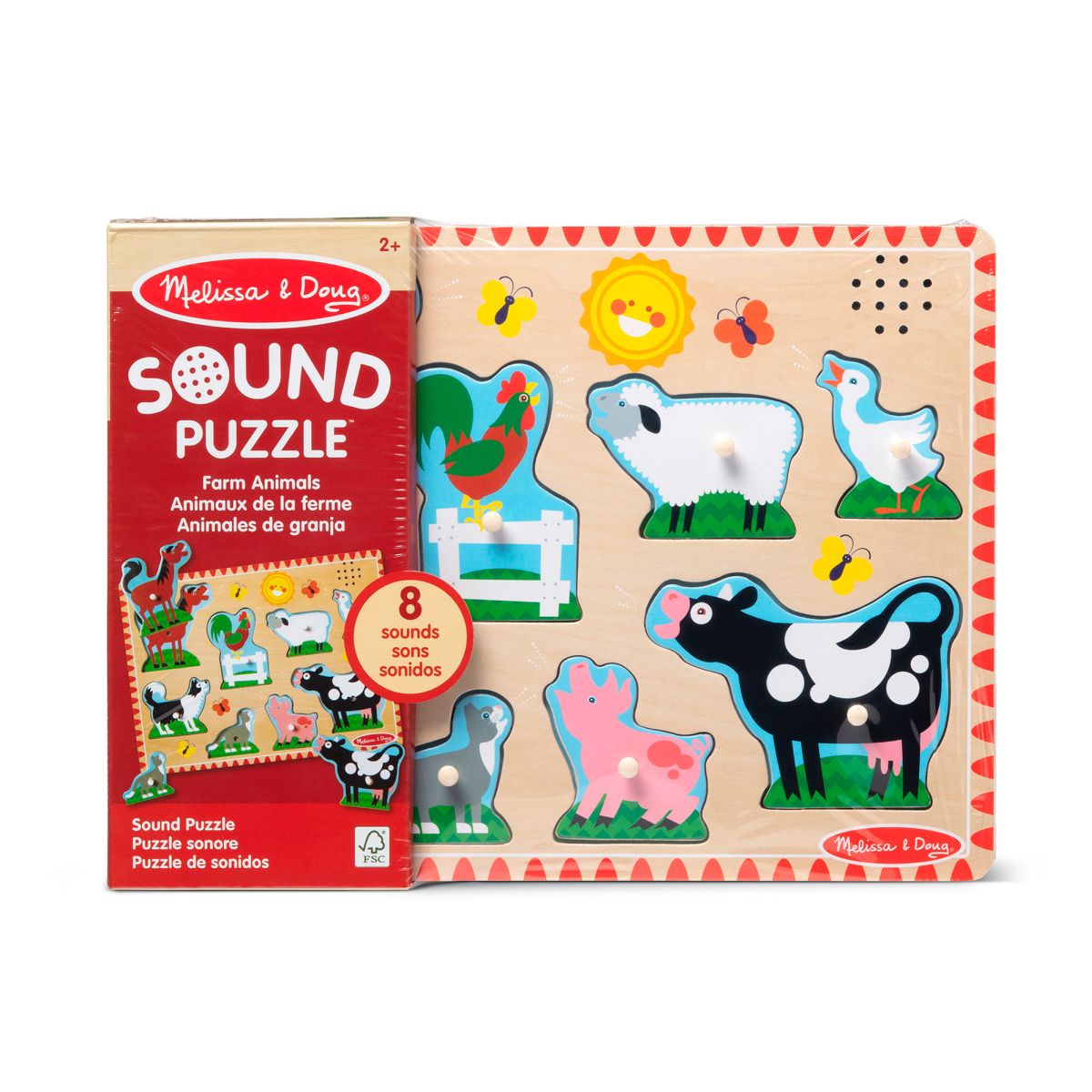 Puzzle Encaje De Madera La Granja Con Sonido Melissa And Doug - Animales De Granja