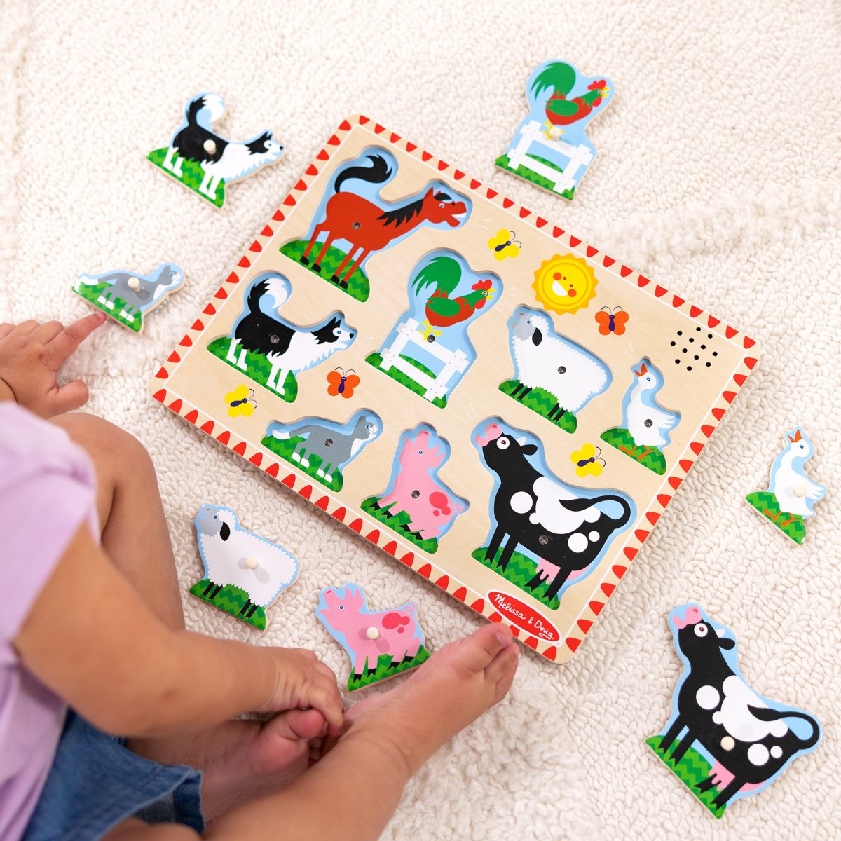 Puzzle Encaje De Madera La Granja Con Sonido Melissa And Doug - Animales De Granja