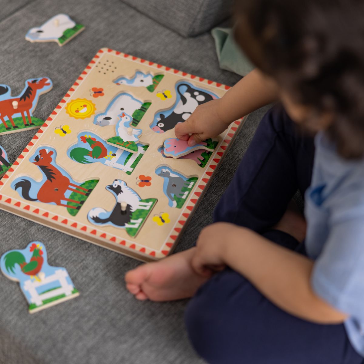 Puzzle Encaje De Madera La Granja Con Sonido Melissa And Doug - Animales De Granja