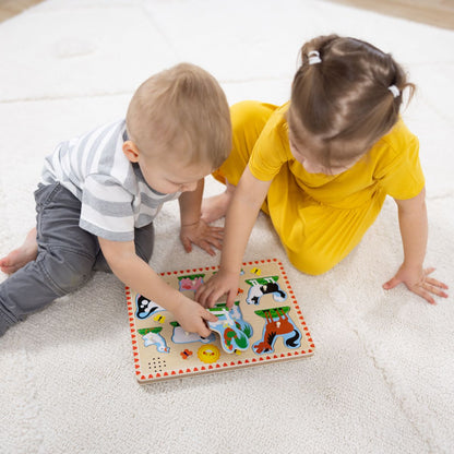 Puzzle Encaje De Madera La Granja Con Sonido Melissa And Doug - Animales De Granja