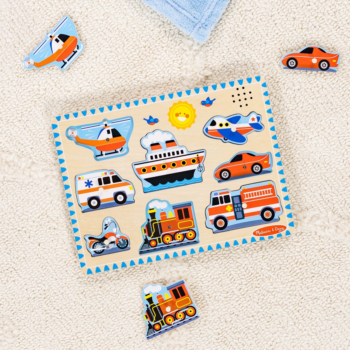 Puzzle Encaje De Madera La Granja Con Sonido Melissa And Doug - Vehiculos