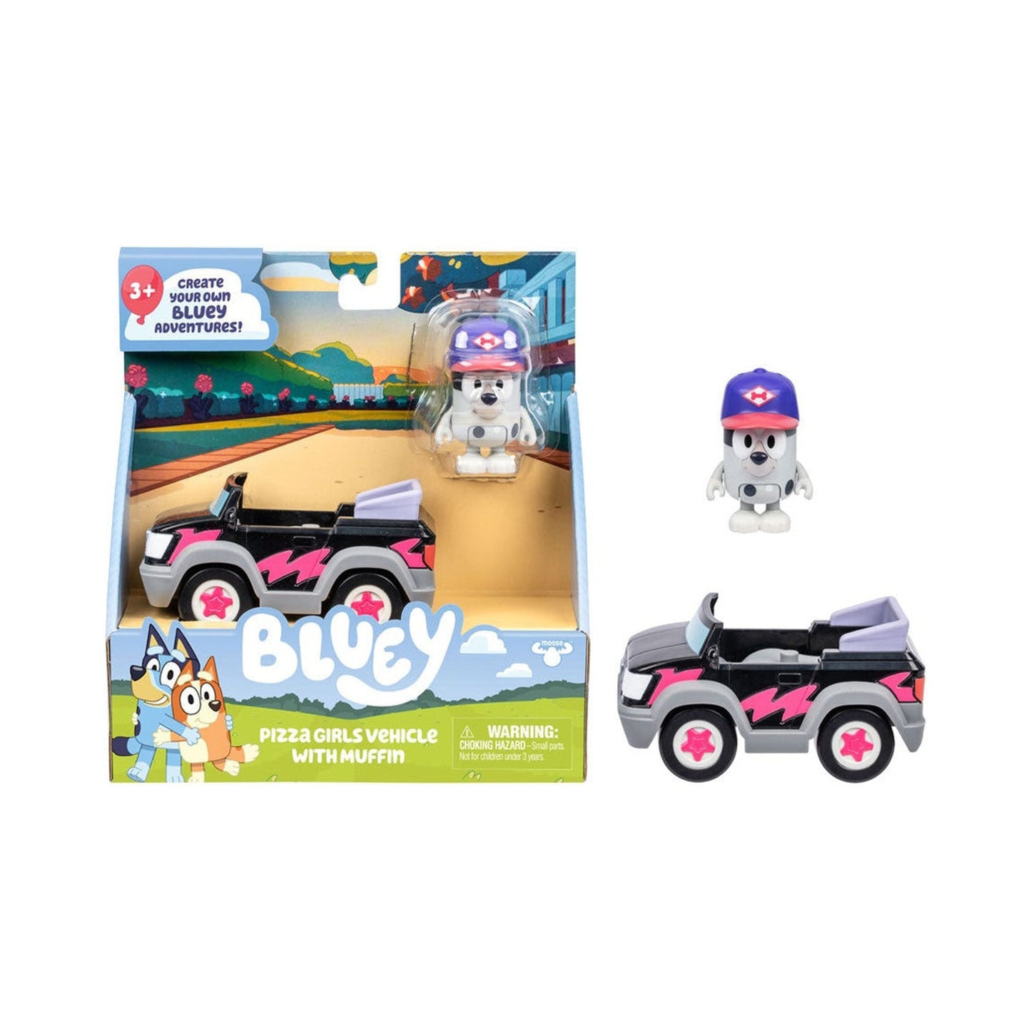 Bluey Vehiculo Y Figura - Vehiculo Repartidor De Pizza Con Muffin