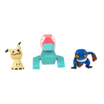 Pokemon Pack 3 Figuras - Mimikyu - Porygon - Croagunk