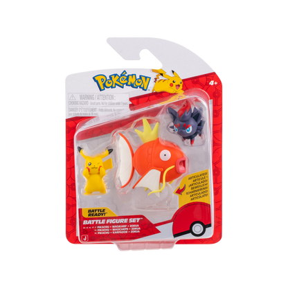 Pokemon Pack 3 Figuras - Pikachu - Magikarp - Zorua