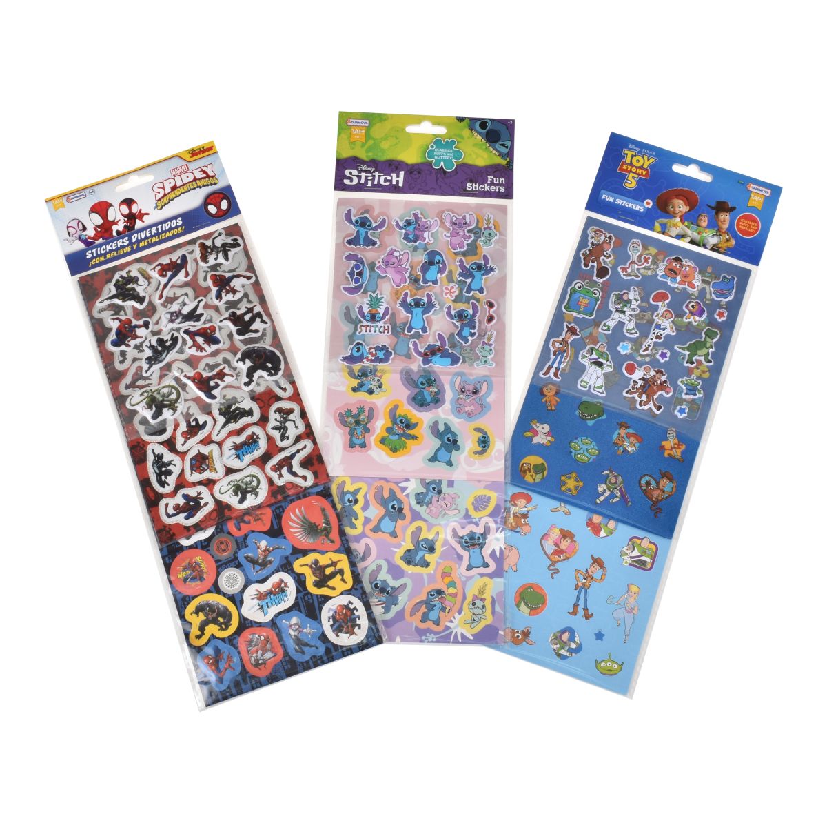 Set 3 Laminas Stickers Comunes Metalizados Y Puffy