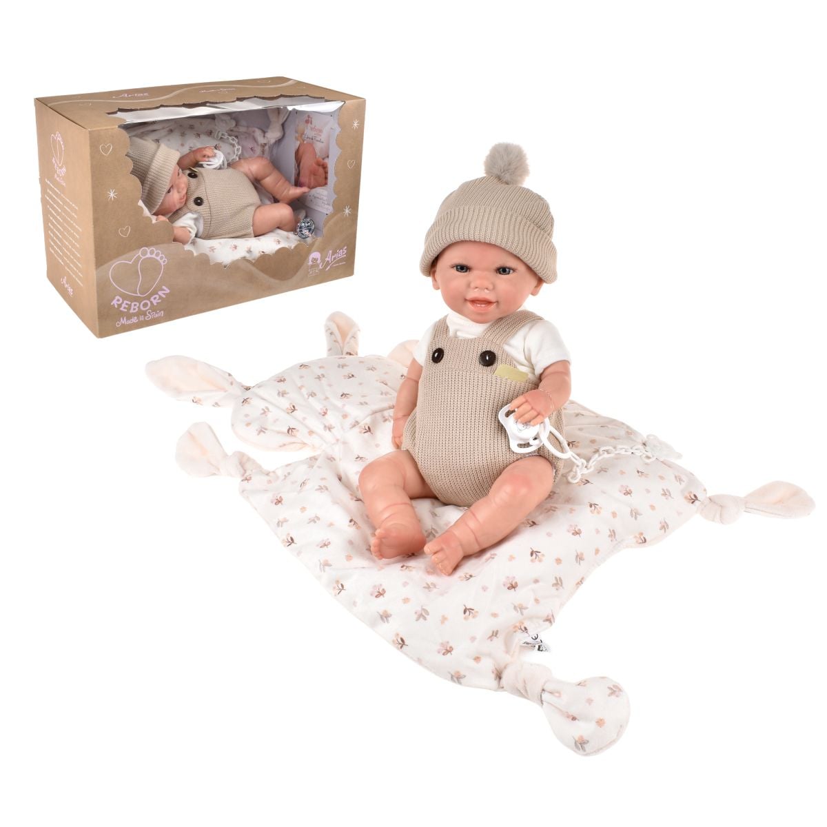 Muñeca Reborn Mateo Beige Con Cojin 35 Cm Arias