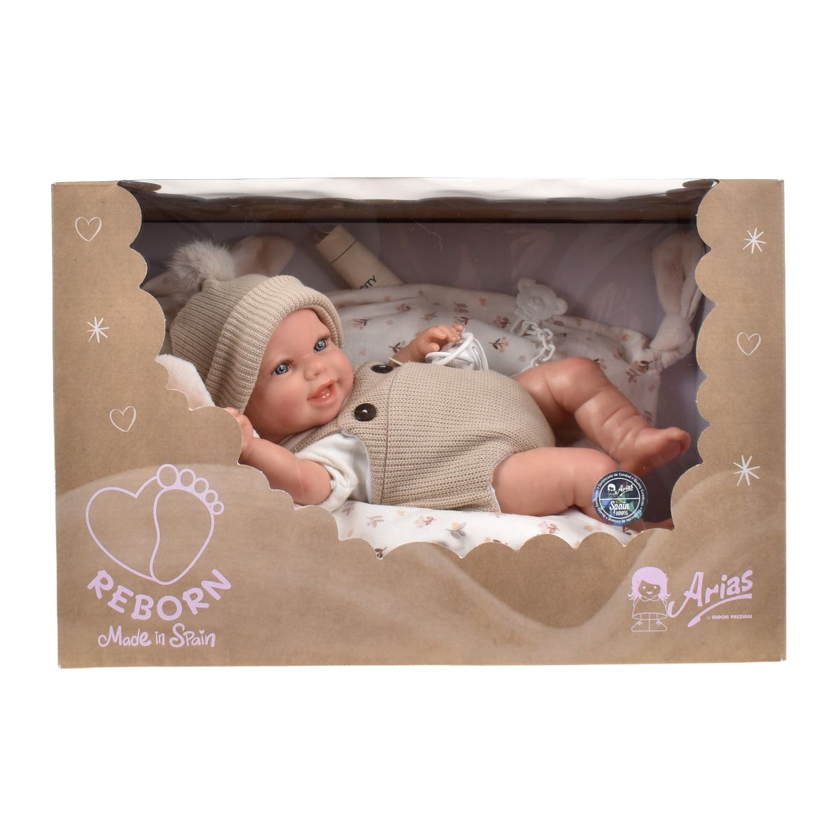 Muñeca Reborn Mateo Beige Con Cojin 35 Cm Arias