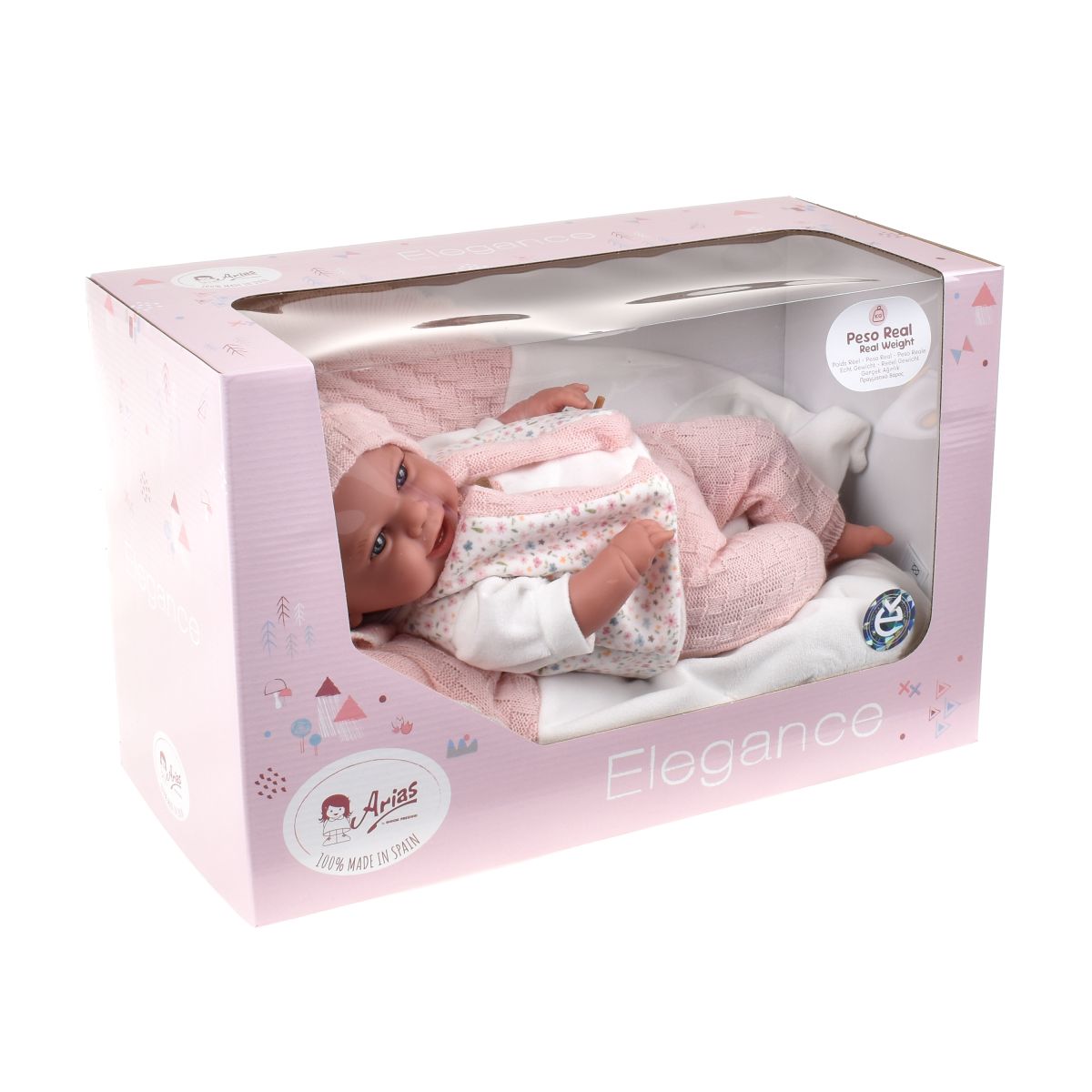 Muñeco De Peso Elegance Babyto Rosa Con Manta 35 Cm Arias
