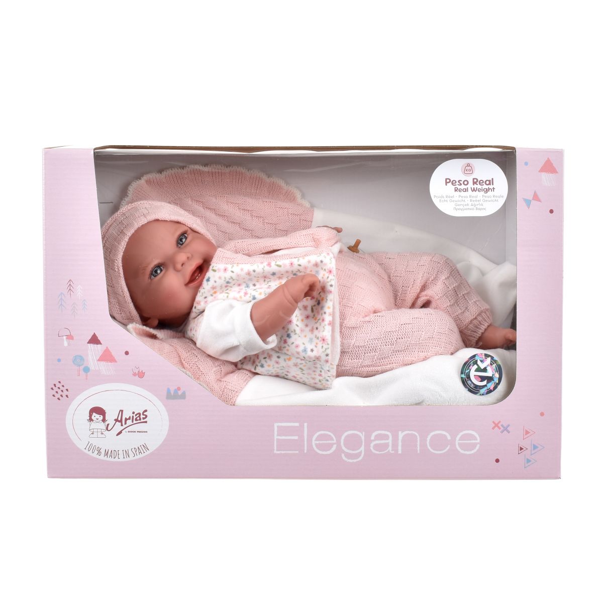 Muñeco De Peso Elegance Babyto Rosa Con Manta 35 Cm Arias
