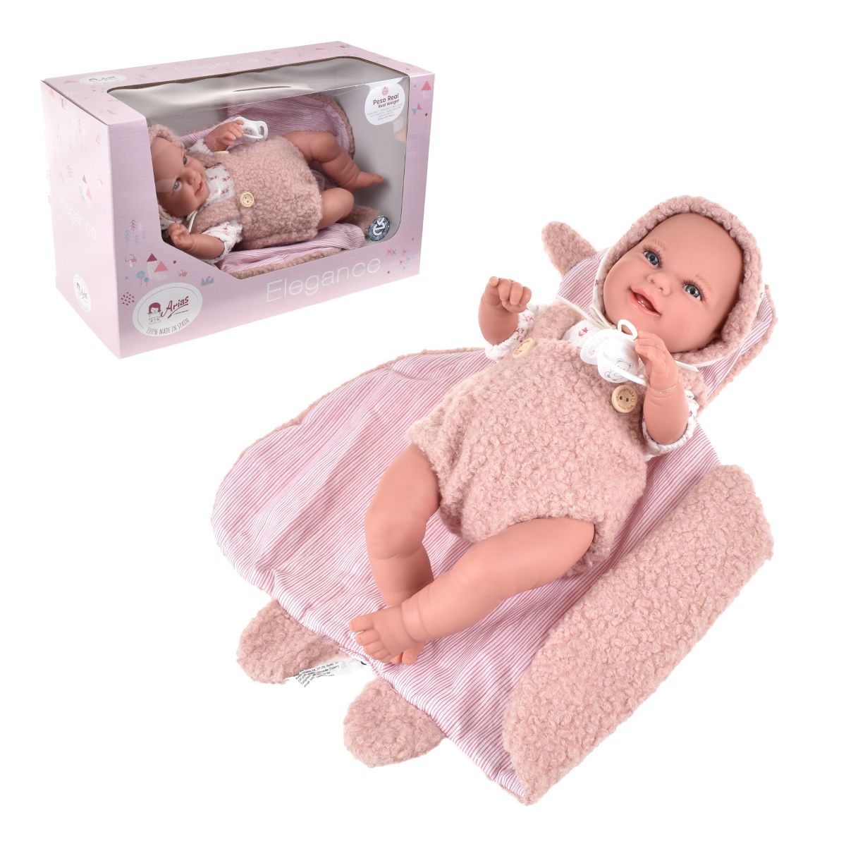 Muñeco De Peso Elegance Babyto Rosa Con Manta 35 Cm Arias