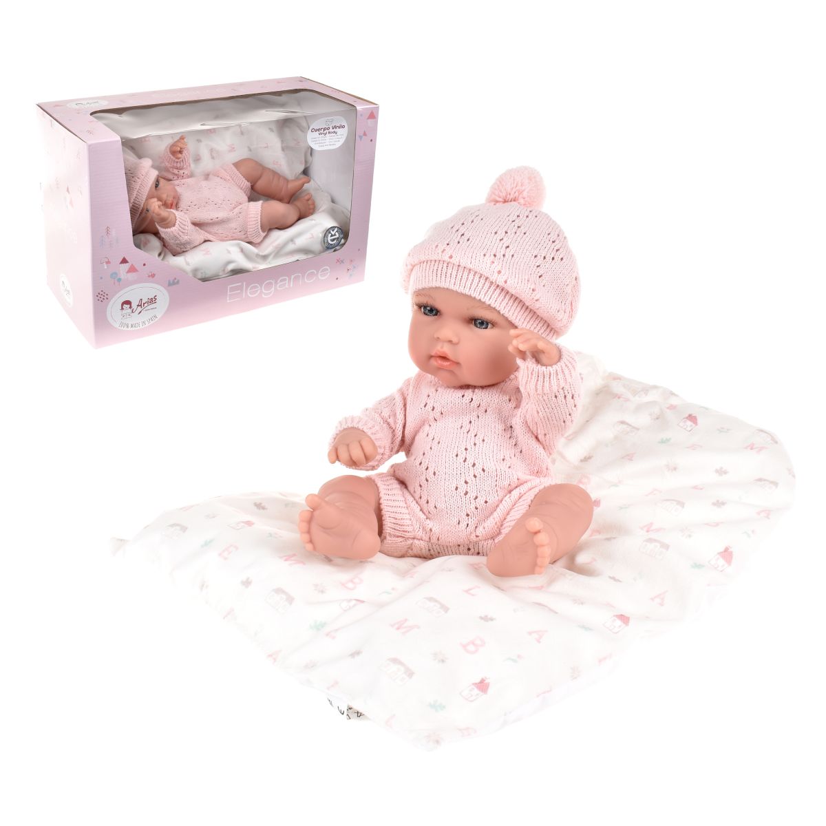 Muñeca Elegance Natal Rosa Con Cojin 30 Cm Arias