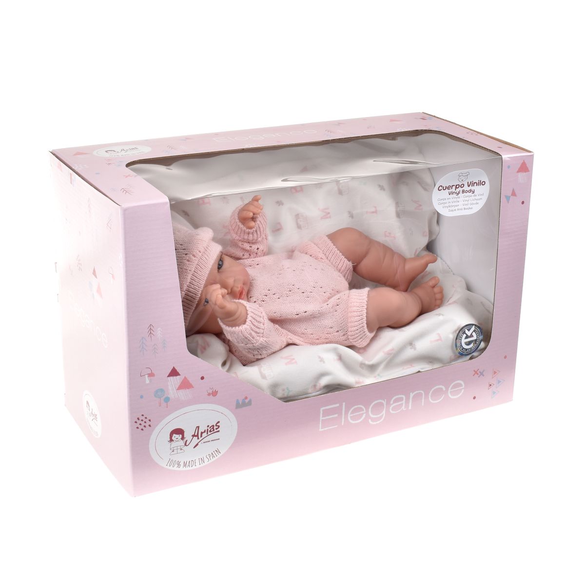 Muñeca Elegance Natal Rosa Con Cojin 30 Cm Arias