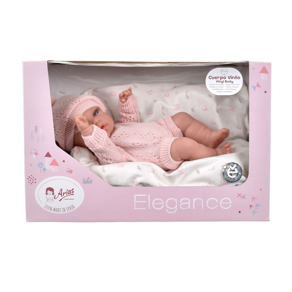 Muñeca Elegance Natal Rosa Con Cojin 30 Cm Arias
