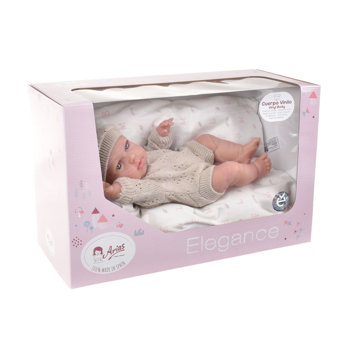 Muñeca Elegance Natal Beige Con Cojin 30 Cm Arias