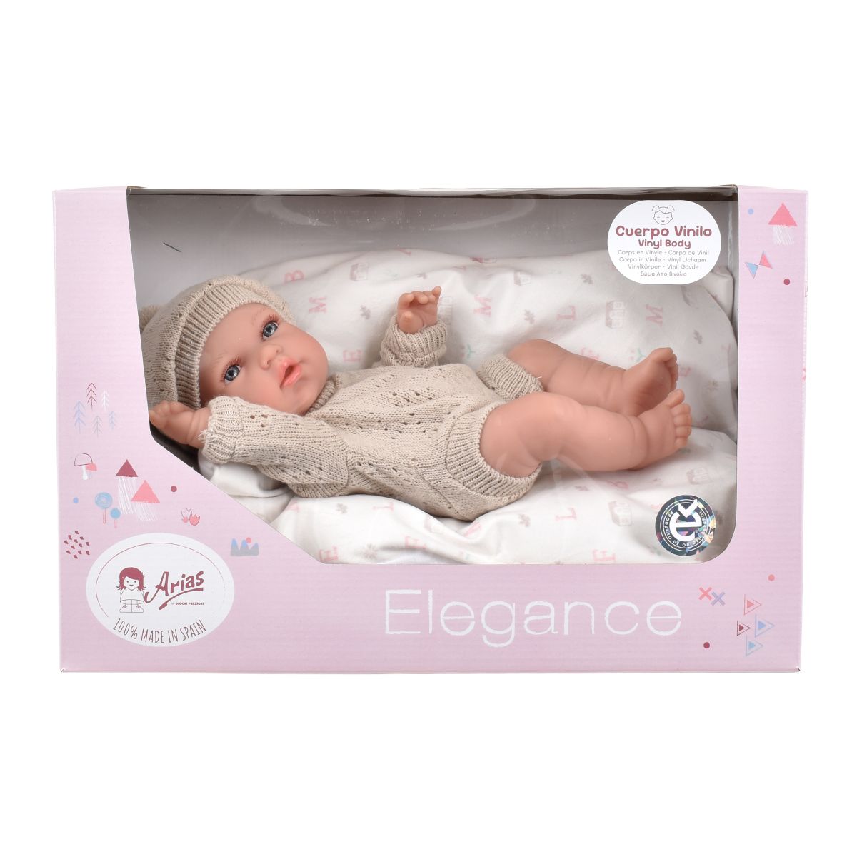 Muñeca Elegance Natal Beige Con Cojin 30 Cm Arias