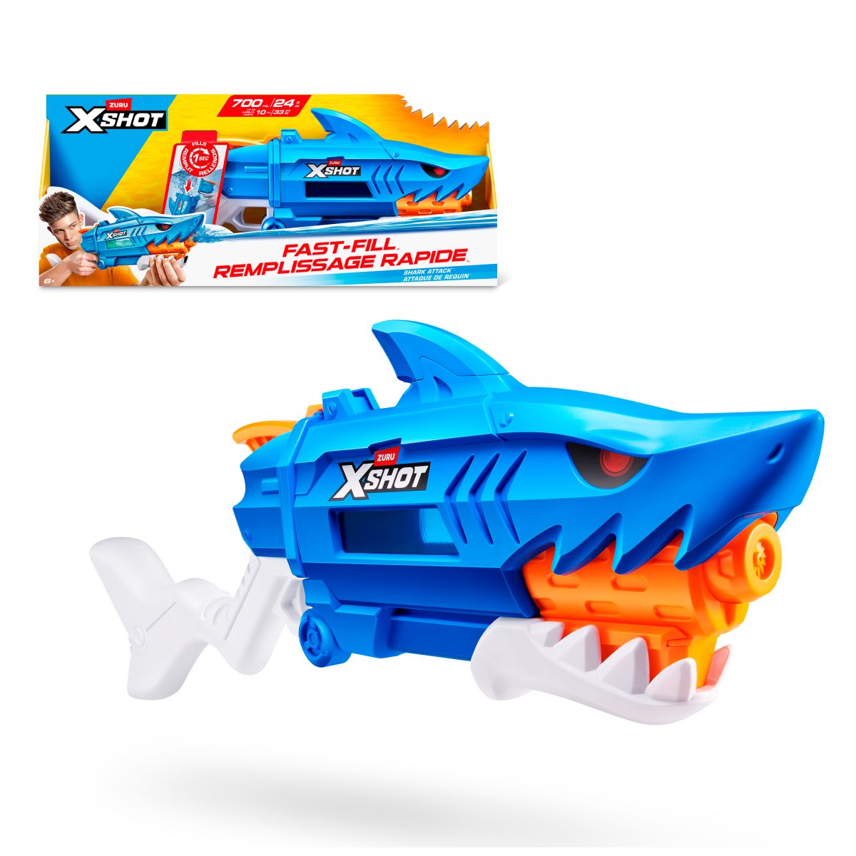 Lanza Agua Ataque De Tiburon Con Sistema De Relleno Rapido Fast Fill X-shot