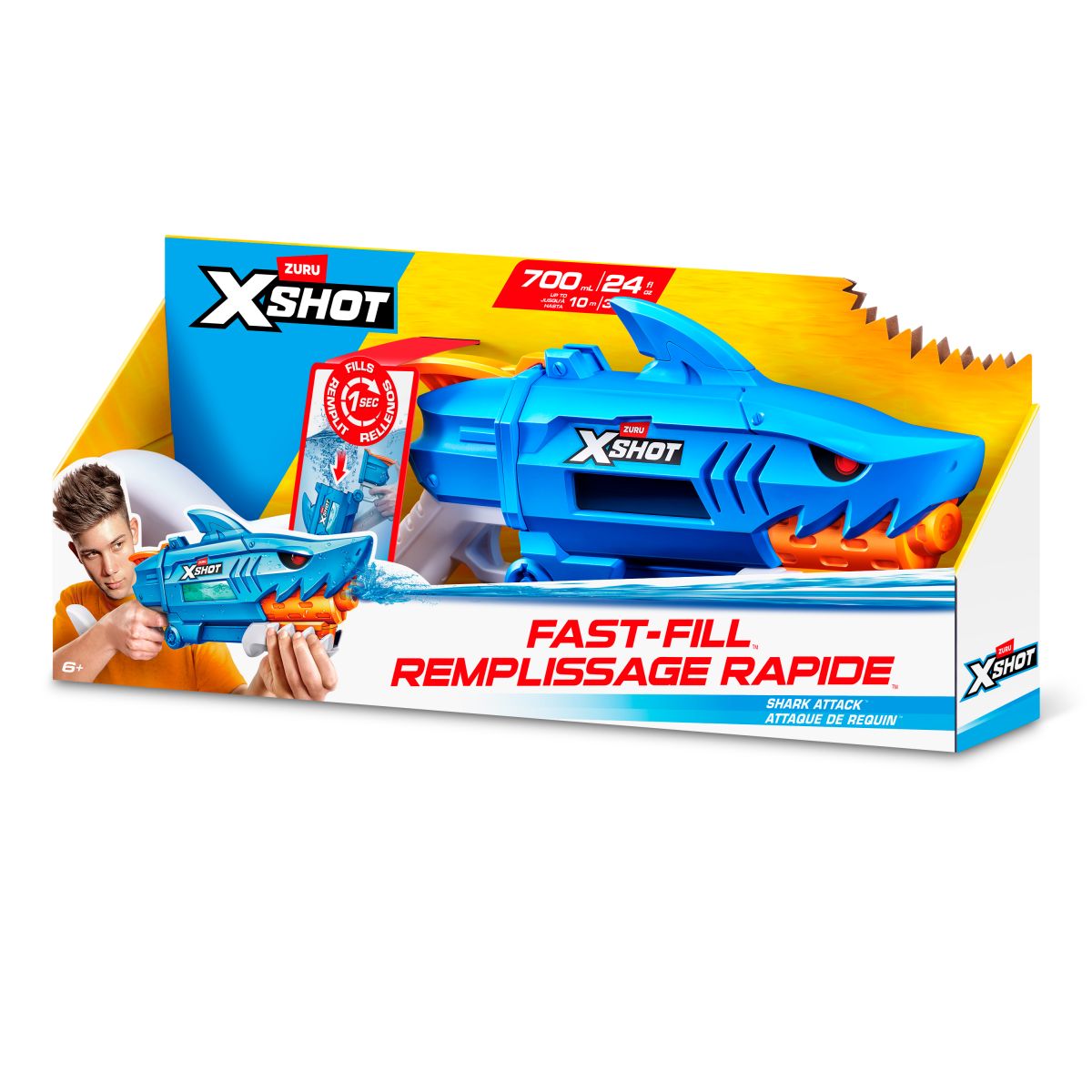 Lanza Agua Ataque De Tiburon Con Sistema De Relleno Rapido Fast Fill X-shot