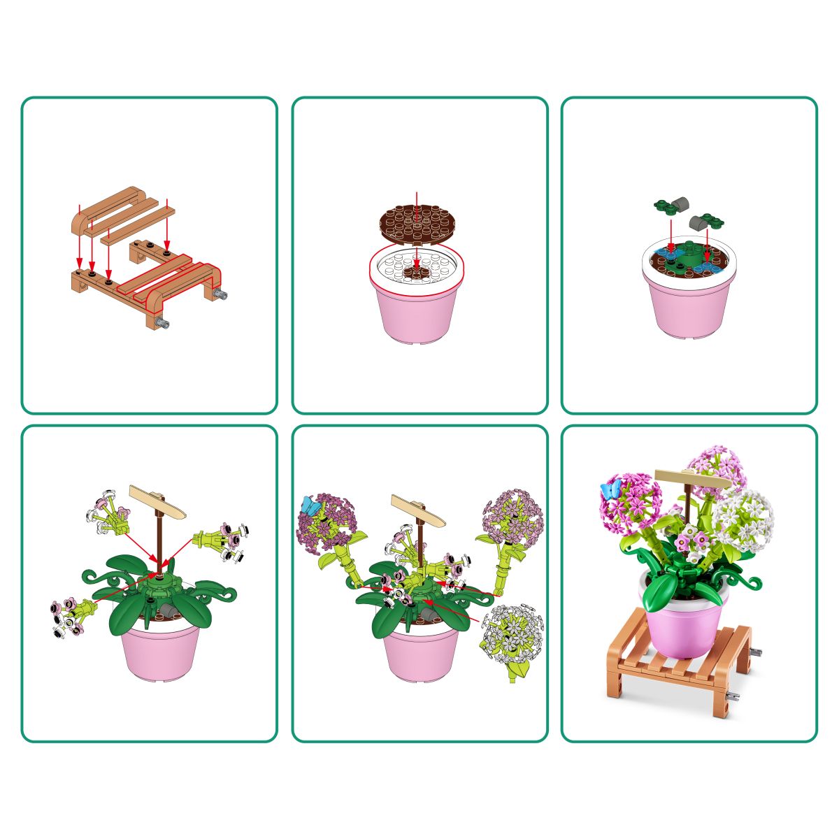 Set Bloques Garden Max - Con Diferentes Modelos De Piezas - Hydrangea Macrophylla