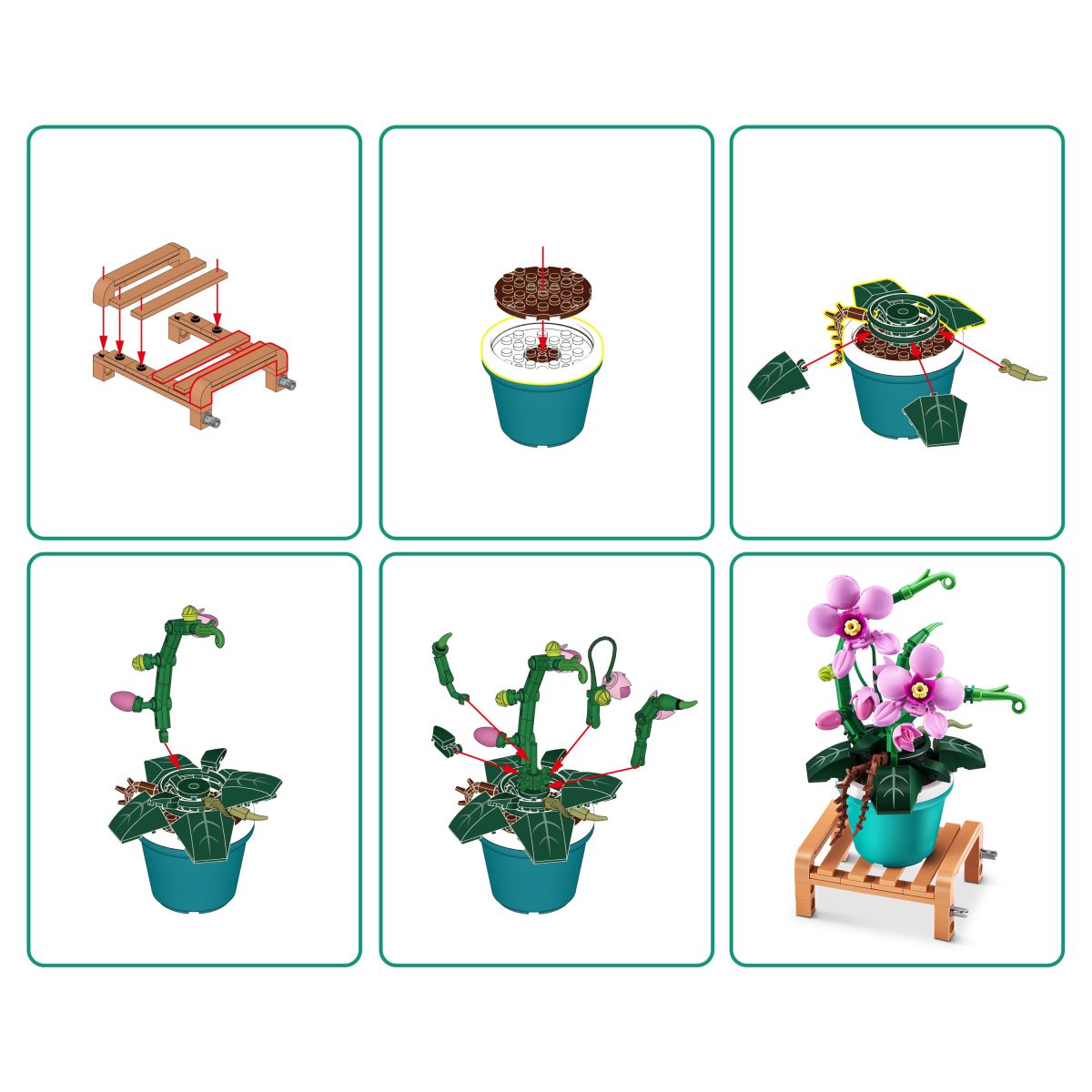 Set De Bloques Garden Max - Con Diferentes Modelos De Piezas - Phalaenopsis