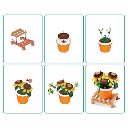 Set De Bloques Garden Max - Con Diferentes Modelos De Piezas - Pot Sunflower